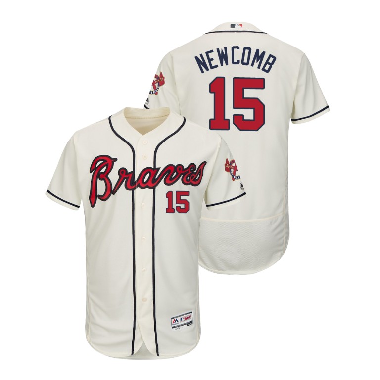 Atlanta Braves Cream #15 2019 Flex Base Sean Newcomb Alternate Jersey