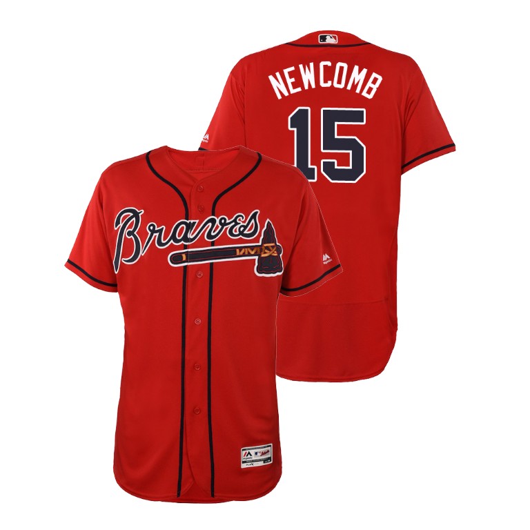 Atlanta Braves Scarlet #15 2019 Flex Base Sean Newcomb Alternate Jersey