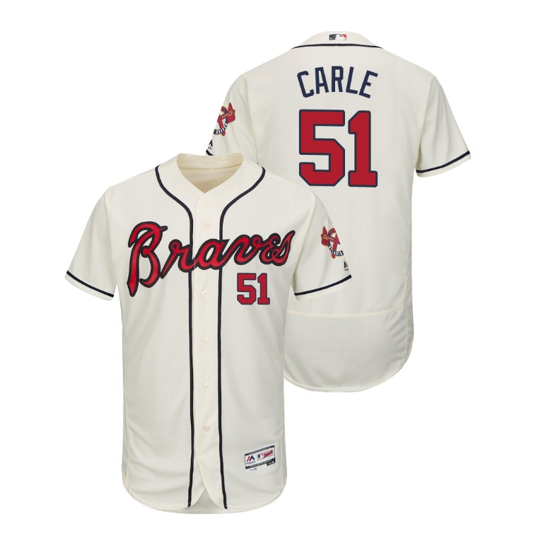 Atlanta Braves Cream #51 2019 Flex Base Shane Carle Alternate Jersey