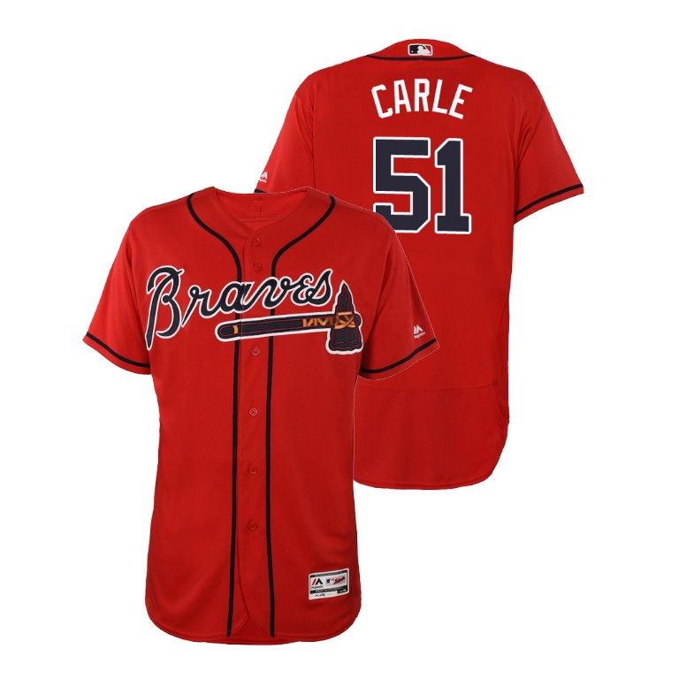 Atlanta Braves Scarlet #51 2019 Flex Base Shane Carle Alternate Jersey Atlanta Braves Scarlet #51 2019 Flex Base Shane Carle Alternate Jersey