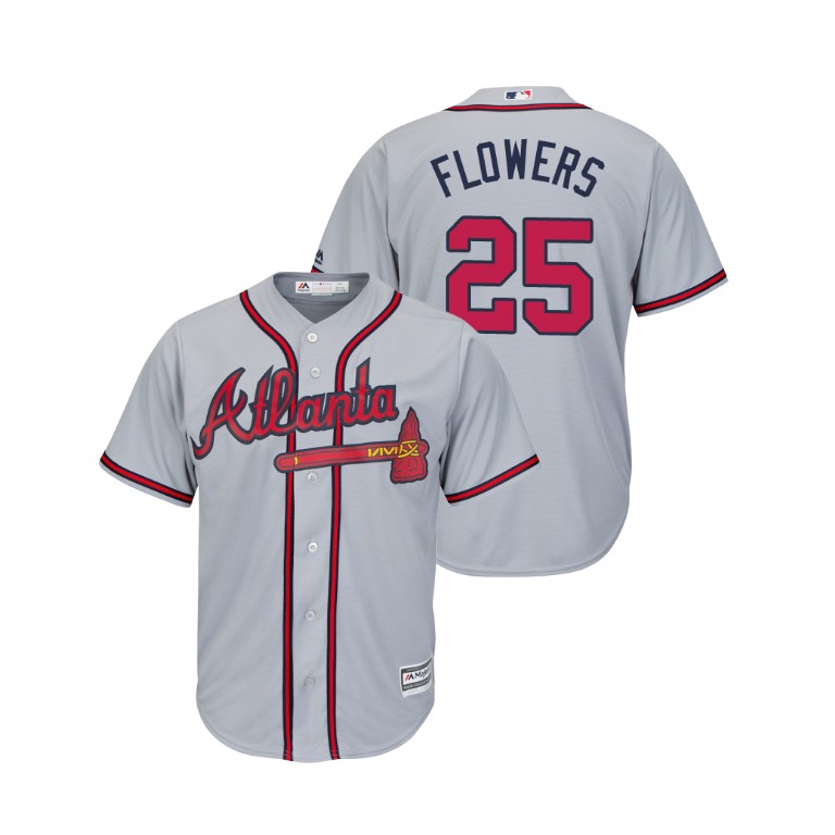 Atlanta Braves Gray #25 2019 Cool Base Tyler Flowers Road Jersey