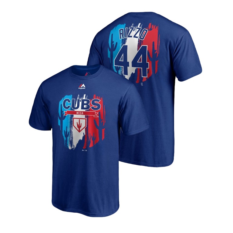 Chicago Cubs Royal #44 Anthony Rizzo Majestic T-Shirt 2019 Spring Training