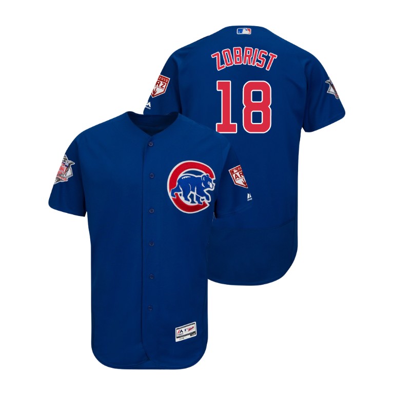 Chicago Cubs Royal #18 Ben Zobrist Flex Base Jersey 2019 Spring Training