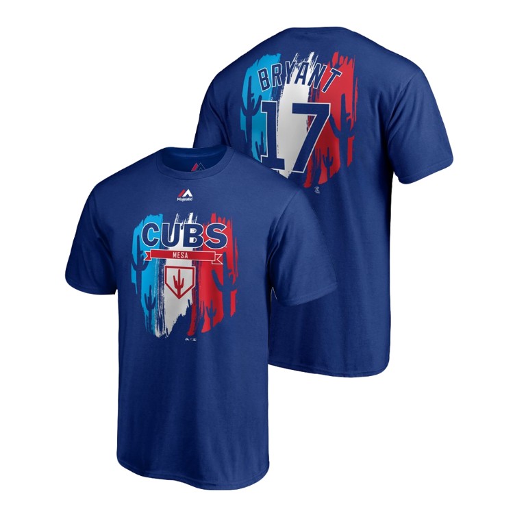 Chicago Cubs Royal #17 Kris Bryant Majestic T-Shirt 2019 Spring Training Chicago Cubs Royal #17 Kris Bryant Majestic T-Shirt 2019 Spring Training