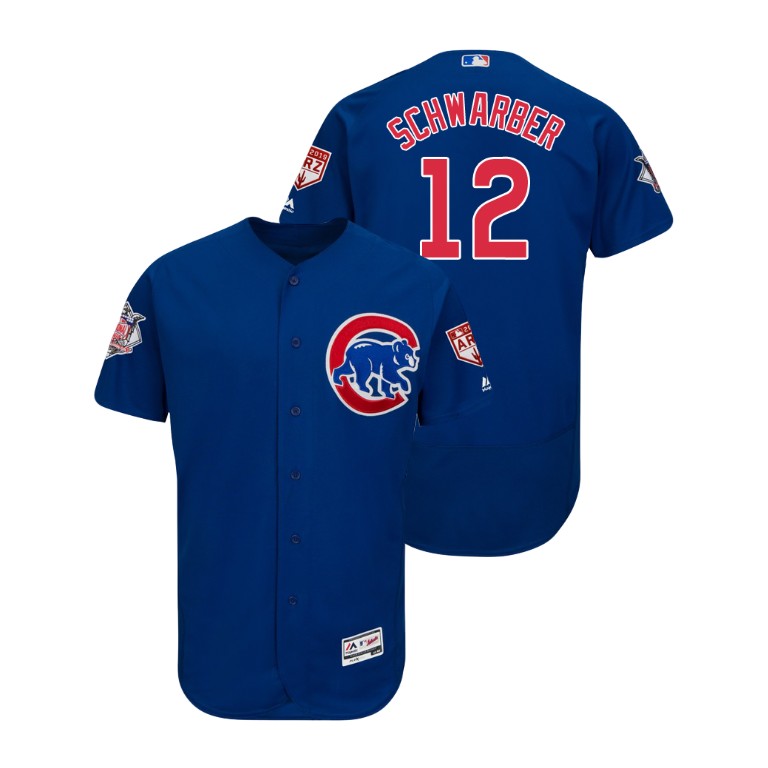 Chicago Cubs Royal #12 Kyle Schwarber Flex Base Jersey 2019 Spring Training