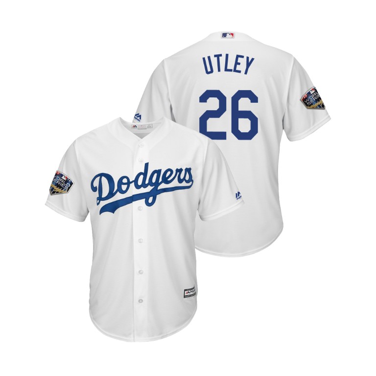 Los Angeles Dodgers White #26 Chase Utley Cool Base Jersey 2018 World Series