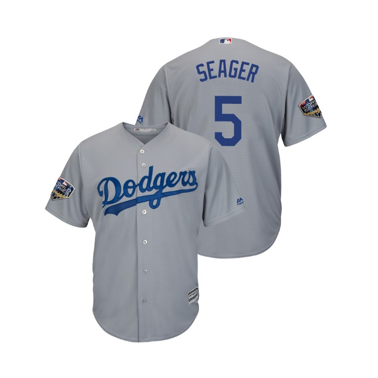 Los Angeles Dodgers Gray #5 Corey Seager Cool Base Jersey 2018 World Series Los Angeles Dodgers Gray #5 Corey Seager Cool Base Jersey 2018 World Series
