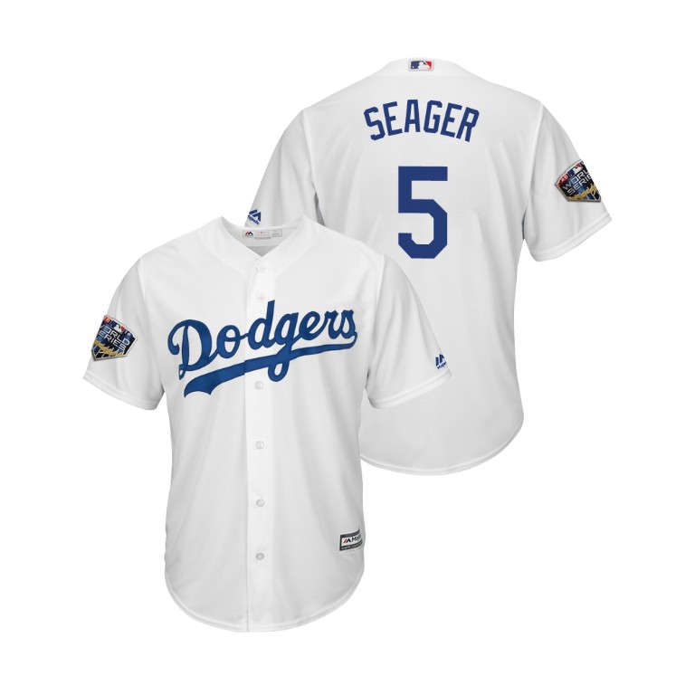 Los Angeles Dodgers White #5 Corey Seager Cool Base Jersey 2018 World Series Los Angeles Dodgers White #5 Corey Seager Cool Base Jersey 2018 World Series