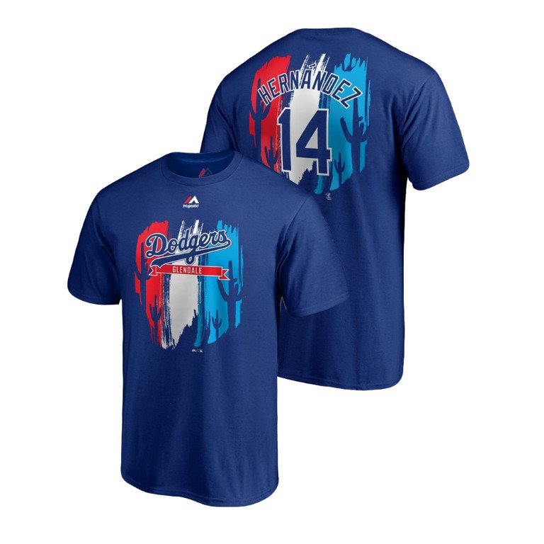 Los Angeles Dodgers Royal #14 Enrique Hernandez Majestic T-Shirt 2019 Spring Training