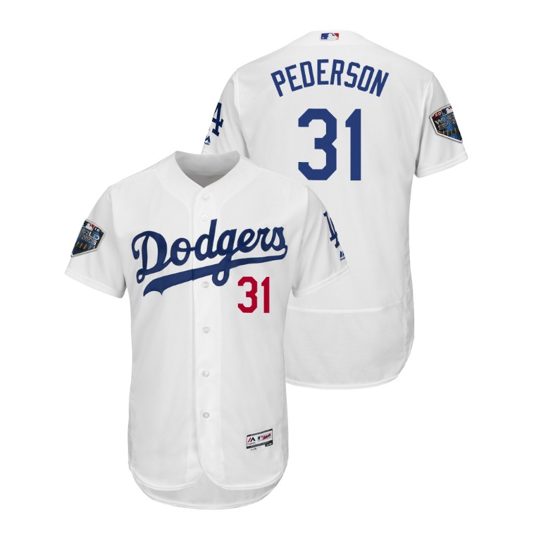 Los Angeles Dodgers White #31 Joc Pederson Flex Base Jersey 2018 World Series