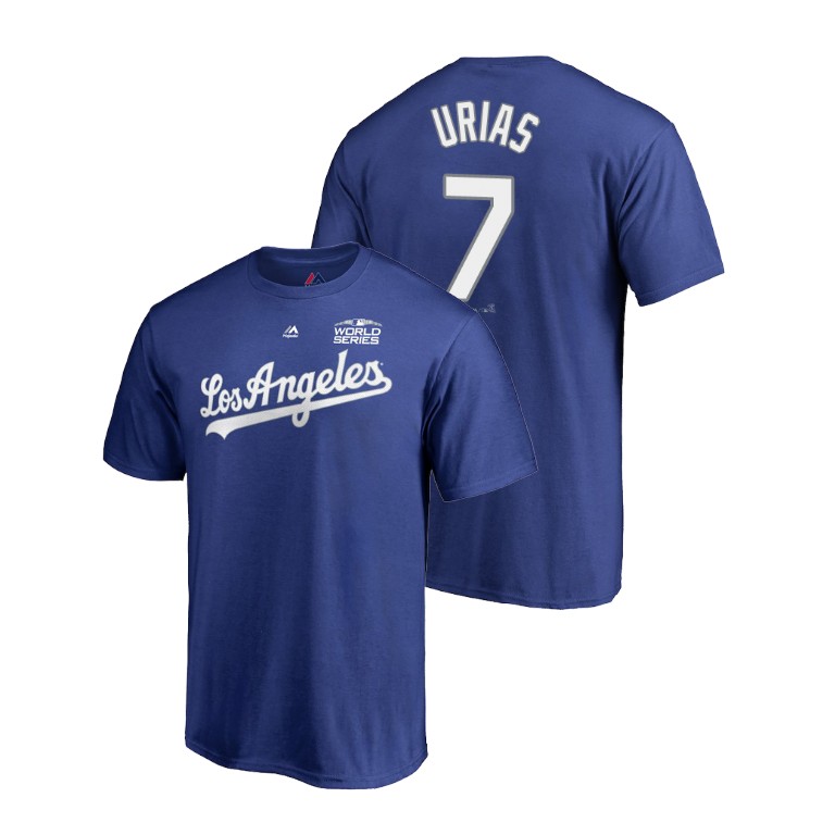 Los Angeles Dodgers Royal #7 Julio Urias Majestic T-Shirt 2018 World Series Los Angeles Dodgers Royal #7 Julio Urias Majestic T-Shirt 2018 World Series