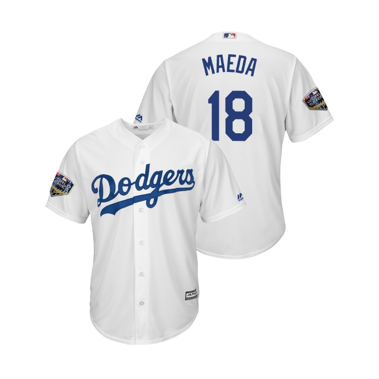 Los Angeles Dodgers White #18 Kenta Maeda Cool Base Jersey 2018 World Series