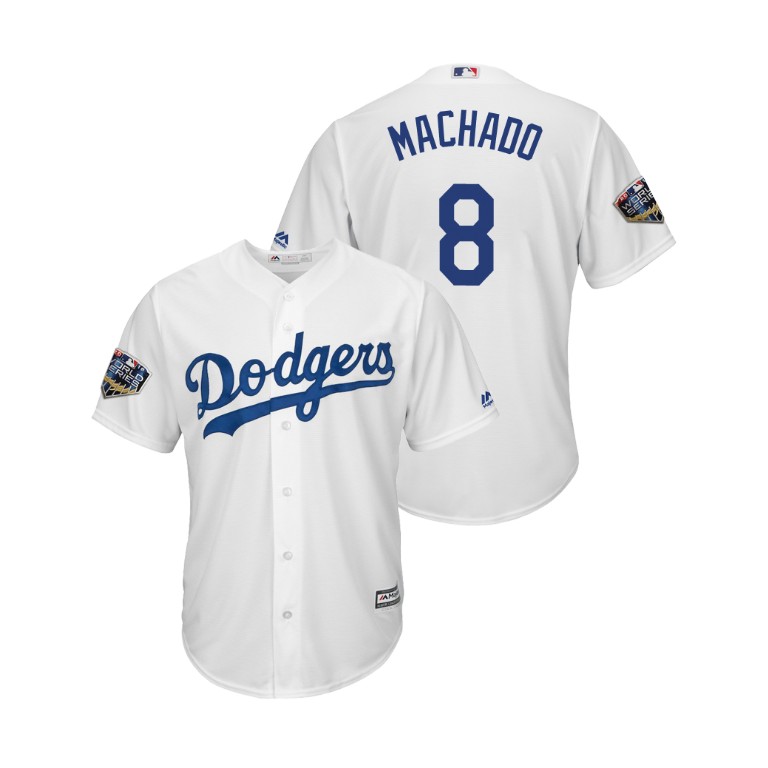 Los Angeles Dodgers White #8 Manny Machado Cool Base Jersey 2018 World Series Los Angeles Dodgers White #8 Manny Machado Cool Base Jersey 2018 World Series