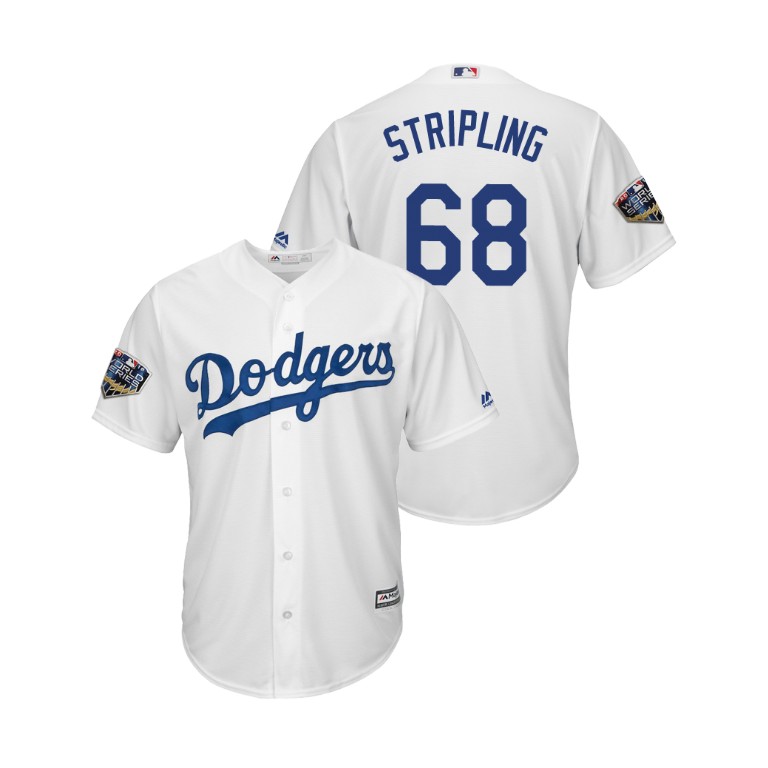 Los Angeles Dodgers White #68 Ross Stripling Cool Base Jersey 2018 World Series