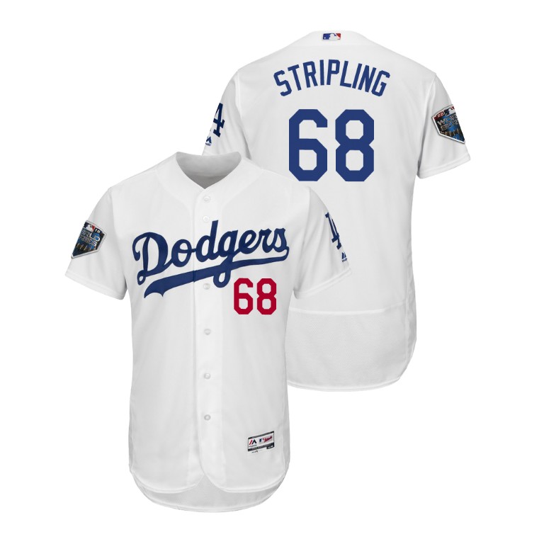 Los Angeles Dodgers White #68 Ross Stripling Flex Base Jersey 2018 World Series