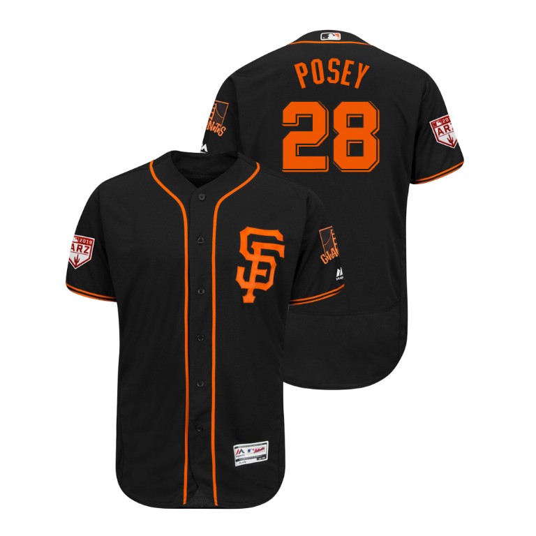 San Francisco Giants Black #28 Buster Posey Flex Base Jersey 2019 Spring Training San Francisco Giants Black #28 Buster Posey Flex Base Jersey 2019 Spring Training