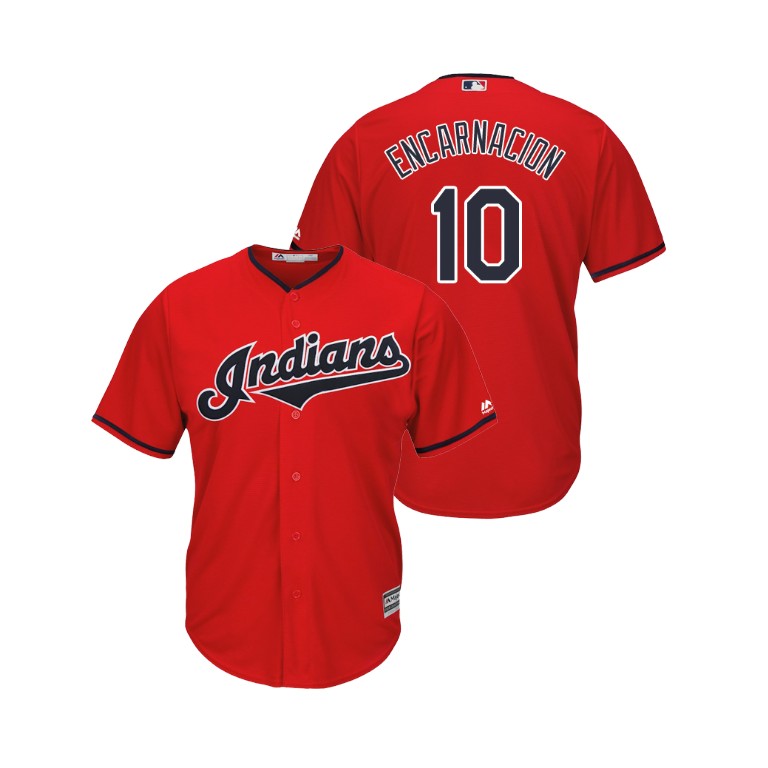 Cleveland Indians Scarlet #10 2019 Cool Base Edwin Encarnacion Alternate Jersey