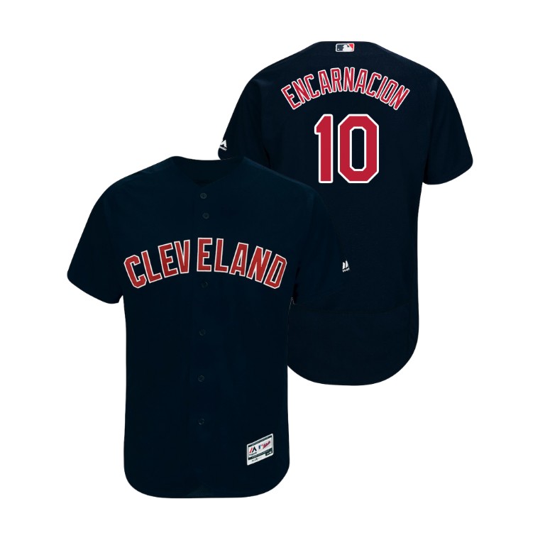 Cleveland Indians Navy #10 2019 Flex Base Edwin Encarnacion Alternate Jersey