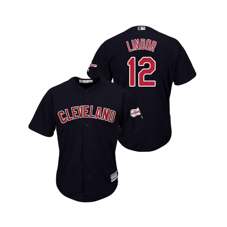 Cleveland Indians 2019 All-Star Game Patch Navy #12 Francisco Lindor Cool Base Jersey