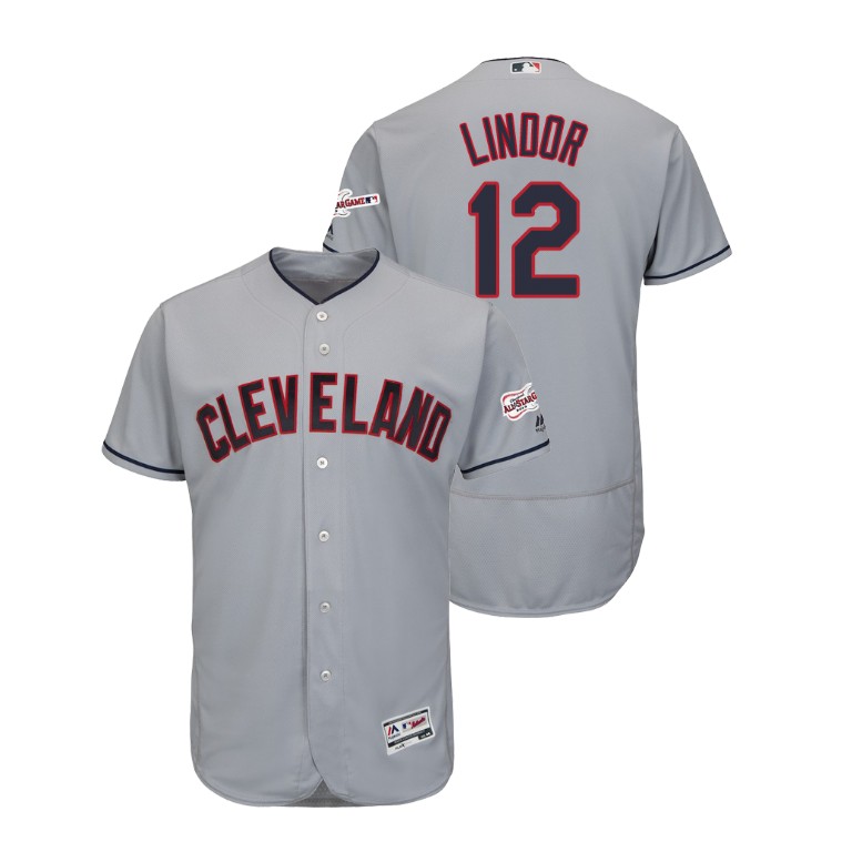 Cleveland Indians 2019 All-Star Game Patch Gray #12 Francisco Lindor Flex Base Jersey