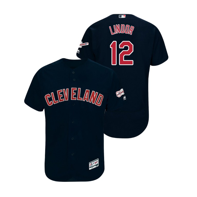 Cleveland Indians 2019 All-Star Game Patch Navy #12 Francisco Lindor Flex Base Jersey