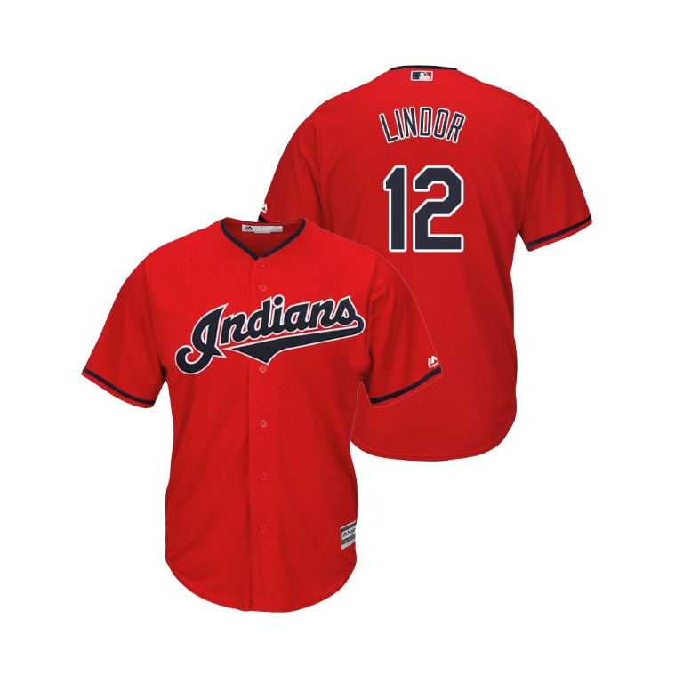 Cleveland Indians Scarlet #12 2019 Cool Base Francisco Lindor Alternate Jersey Cleveland Indians Scarlet #12 2019 Cool Base Francisco Lindor Alternate Jersey