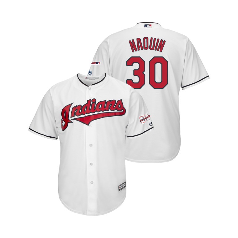 Cleveland Indians 2019 All-Star Game Patch White #30 Tyler Naquin Cool Base Jersey