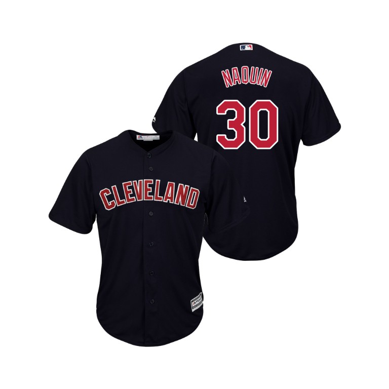 Cleveland Indians Navy #30 2019 Cool Base Tyler Naquin Alternate Jersey
