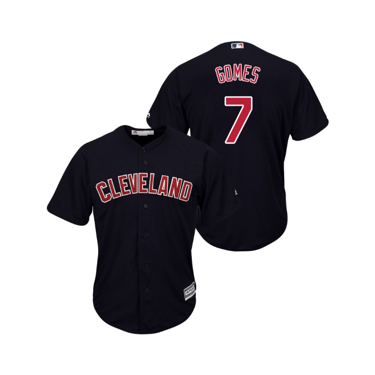 Cleveland Indians Navy #7 2019 Cool Base Yan Gomes Alternate Jersey