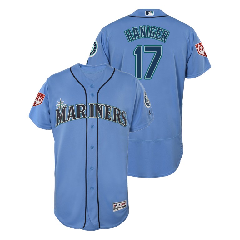 Seattle Mariners Light Blue #17 Mitch Haniger Flex Base Jersey 2019 Spring Training Seattle Mariners Light Blue #17 Mitch Haniger Flex Base Jersey 2019 Spring Training