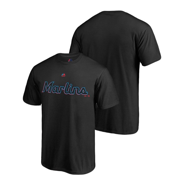 Miami Marlins Wordmark Logo Black 2019 Alternate Majestic T-Shirt Miami Marlins Wordmark Logo Black 2019 Alternate Majestic T-Shirt