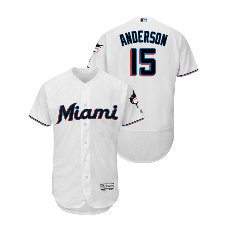 Miami Marlins White #15 2019 Flex Base Brian Anderson Home Jersey