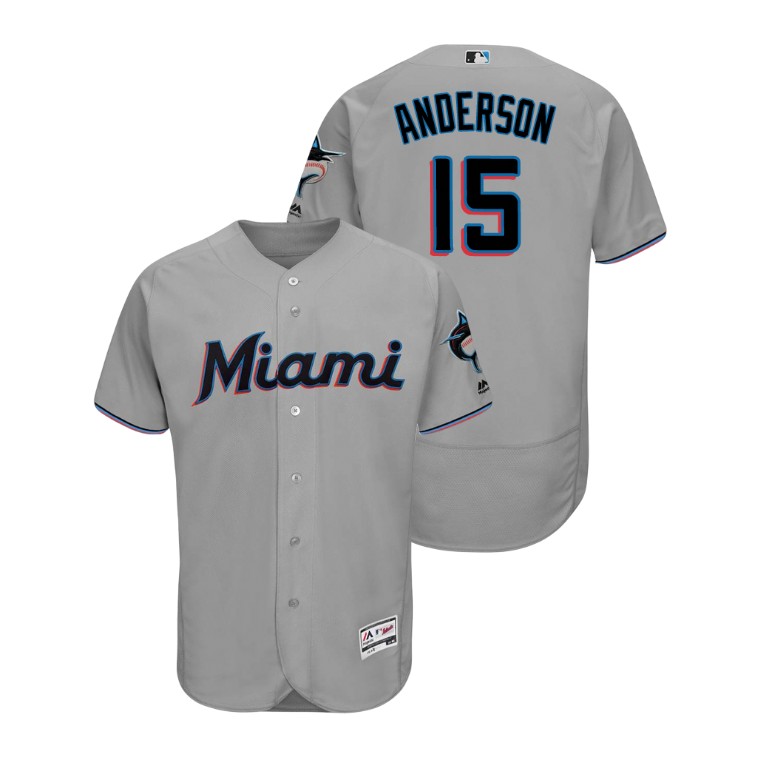 Miami Marlins Gray #15 2019 Flex Base Brian Anderson Road Jersey Miami Marlins Gray #15 2019 Flex Base Brian Anderson Road Jersey