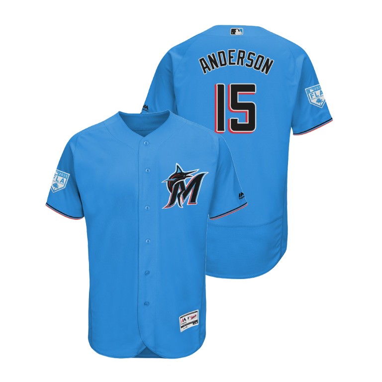 Miami Marlins Blue #15 Brian Anderson Flex Base Jersey 2019 Spring Training