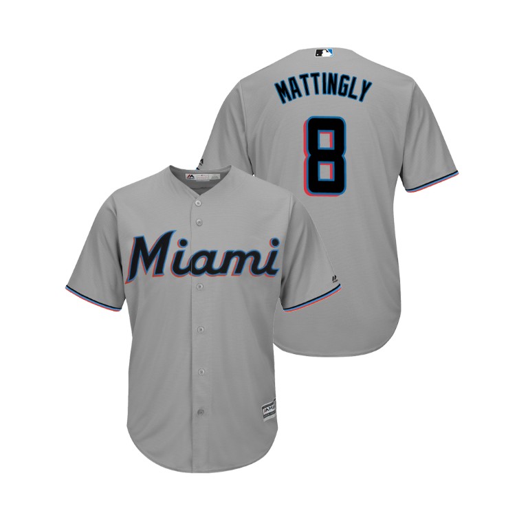 Miami Marlins Gray #8 2019 Cool Base Don Mattingly Official Jersey