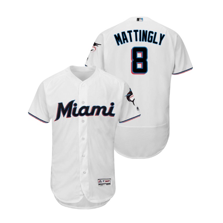 Miami Marlins White #8 2019 Flex Base Don Mattingly Home Jersey Miami Marlins White #8 2019 Flex Base Don Mattingly Home Jersey