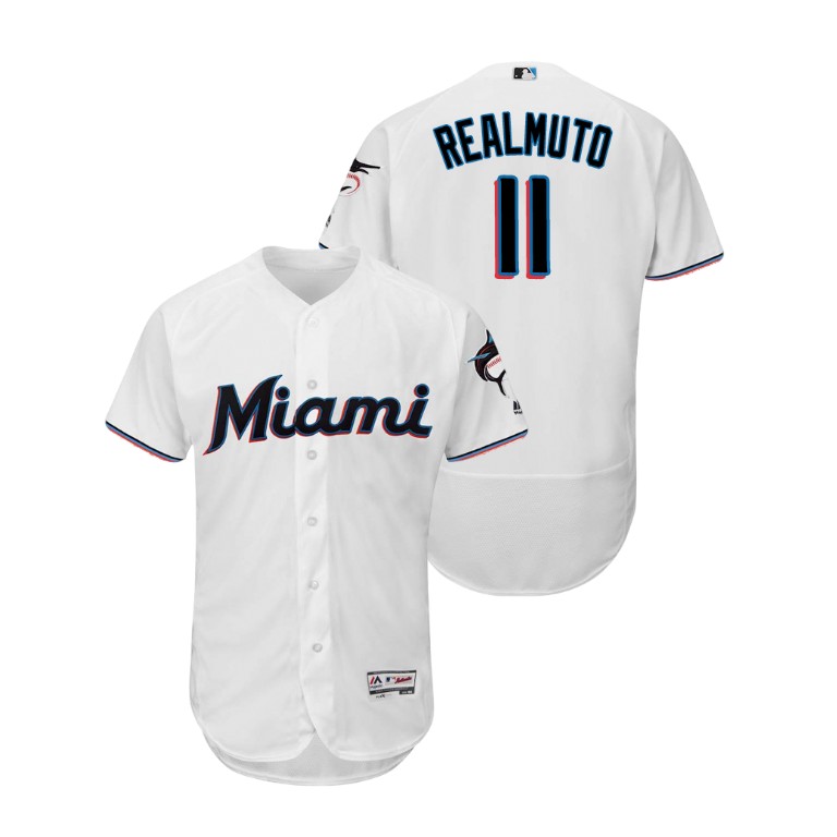 Miami Marlins White #11 2019 Flex Base J.T. Realmuto Home Jersey Miami Marlins White #11 2019 Flex Base J.T. Realmuto Home Jersey
