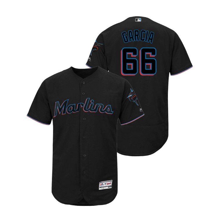 Miami Marlins Black #66 2019 Flex Base Jarlin Garcia Alternate Jersey