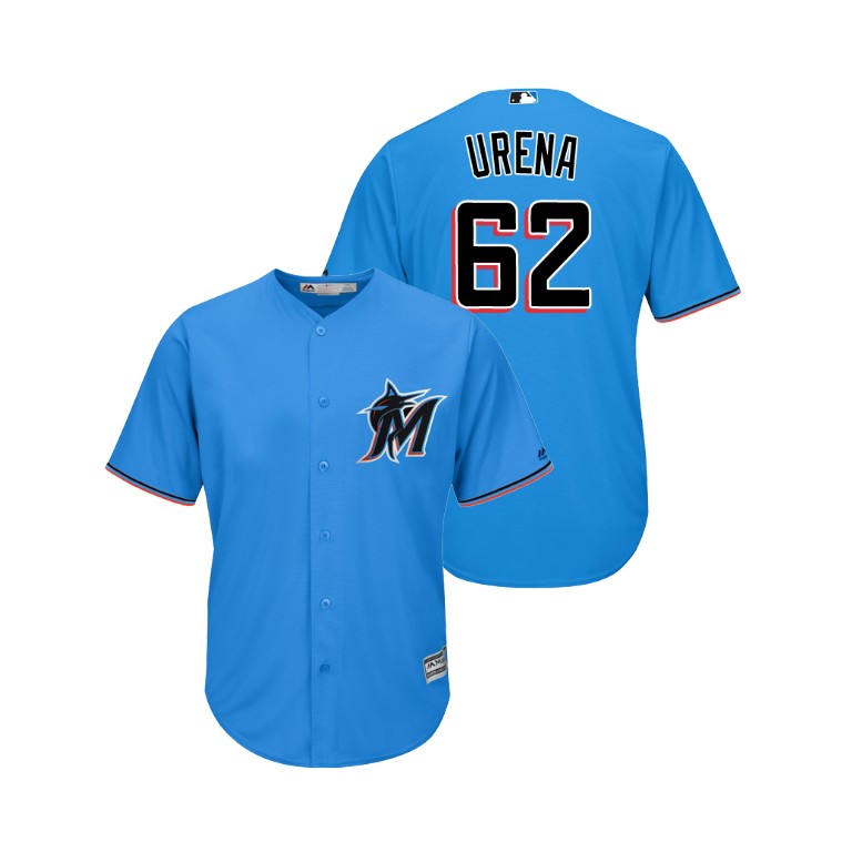 Miami Marlins Blue #62 2019 Cool Base Jose Urena Alternate Jersey