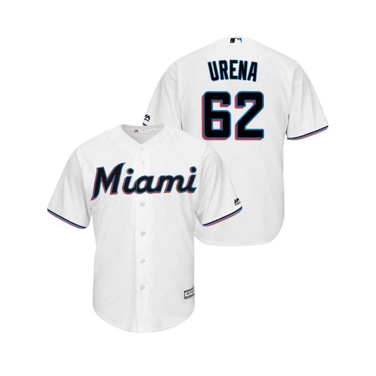 Miami Marlins White #62 2019 Cool Base Jose Urena Home Jersey