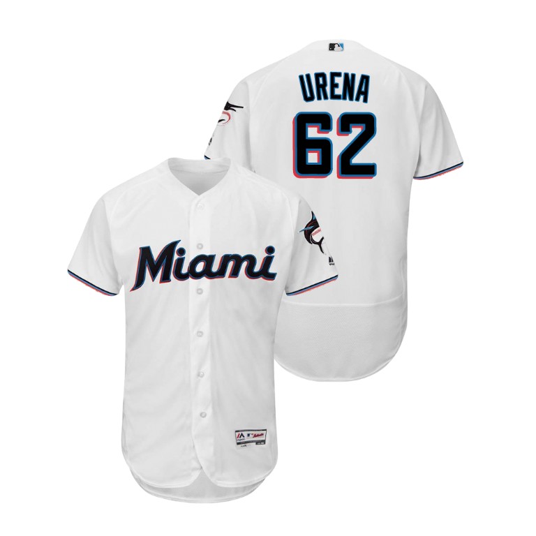 Miami Marlins White #62 2019 Flex Base Jose Urena Home Jersey