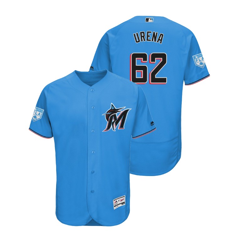 Miami Marlins Blue #62 Jose Urena Flex Base Jersey 2019 Spring Training