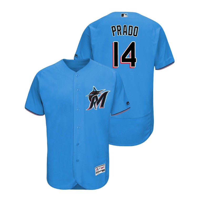 Miami Marlins Blue #14 2019 Flex Base Martin Prado Alternate Jersey