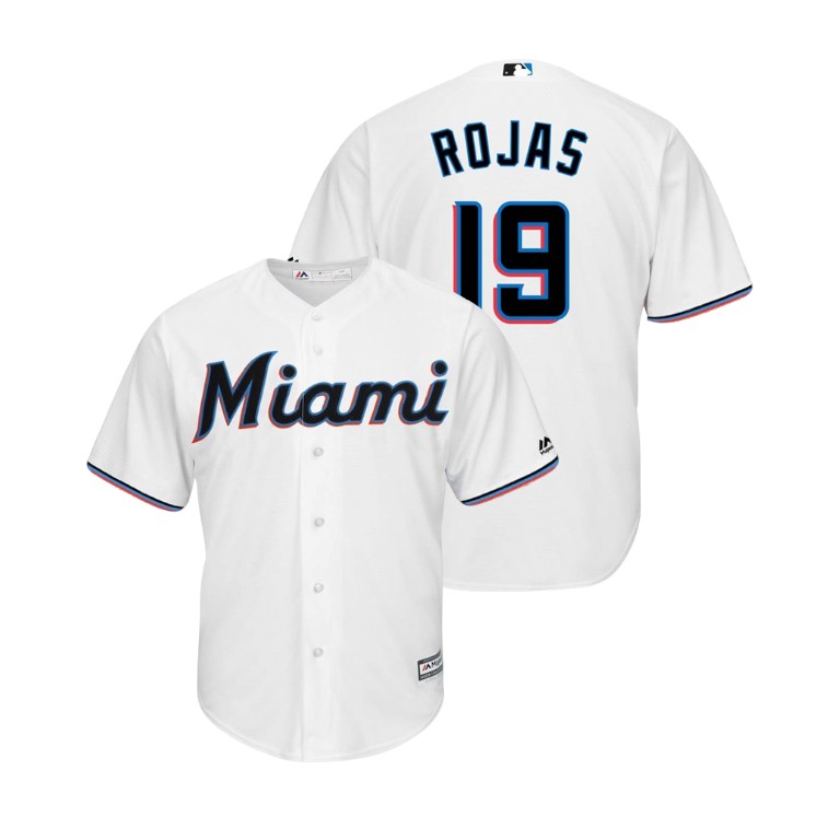 Miami Marlins White #19 2019 Cool Base Miguel Rojas Home Jersey