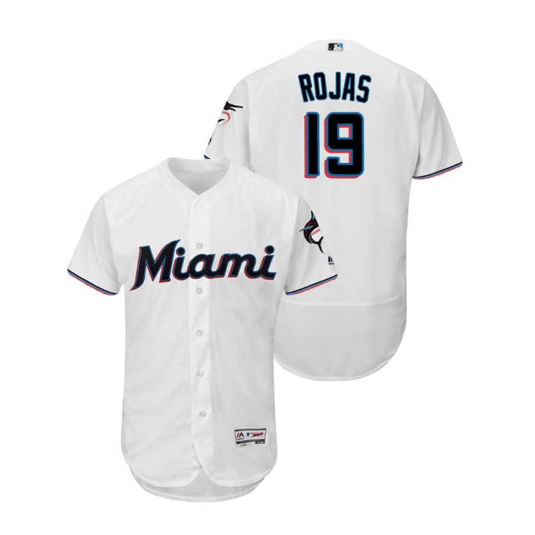 Miami Marlins White #19 2019 Flex Base Miguel Rojas Home Jersey