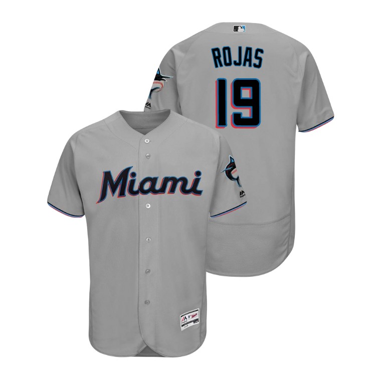Miami Marlins Gray #19 2019 Flex Base Miguel Rojas Road Jersey Miami Marlins Gray #19 2019 Flex Base Miguel Rojas Road Jersey