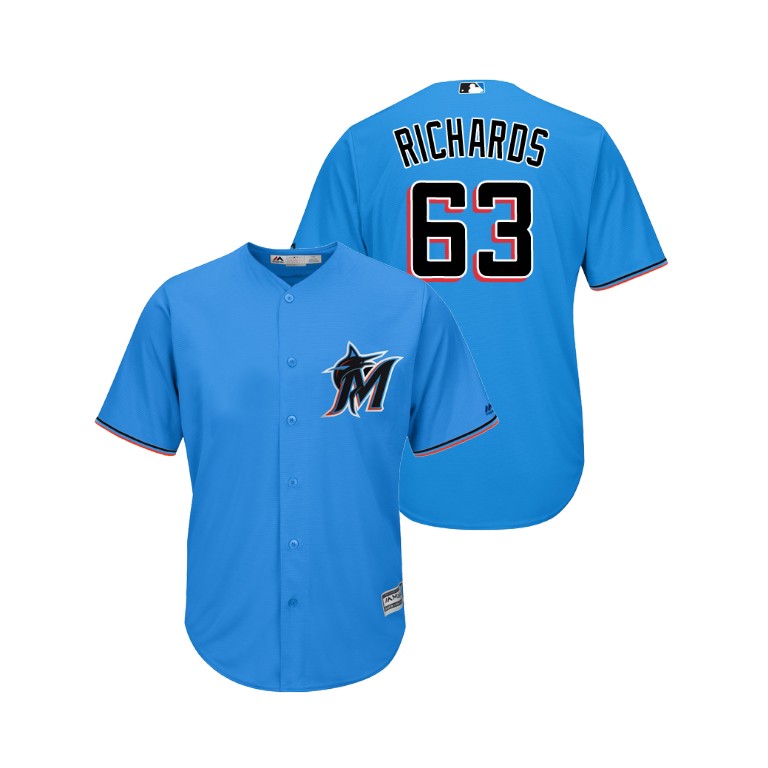 Miami Marlins Blue #63 2019 Cool Base Trevor Richards Alternate Jersey