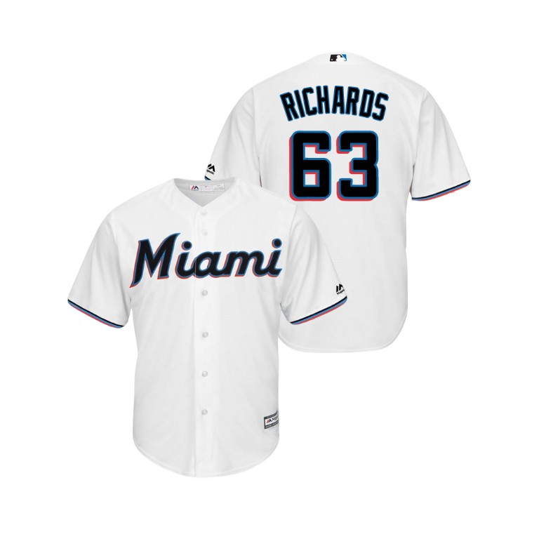 Miami Marlins White #63 2019 Cool Base Trevor Richards Home Jersey