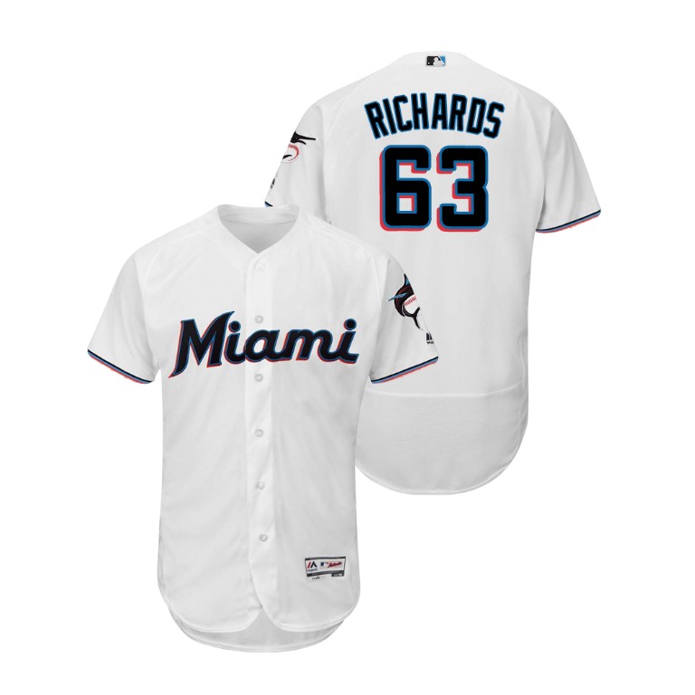 Miami Marlins White #63 2019 Flex Base Trevor Richards Home Jersey