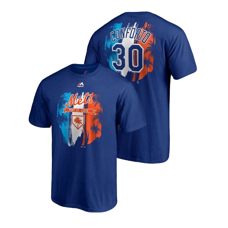 New York Mets Royal #30 Michael Conforto Majestic T-Shirt 2019 Spring Training New York Mets Royal #30 Michael Conforto Majestic T-Shirt 2019 Spring Training